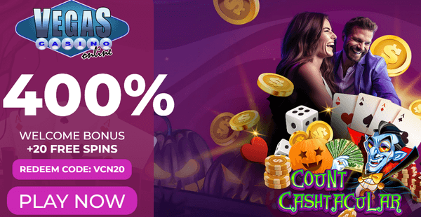 Vegas Casino Online, exclusive free spins on Count Cashtacular slot