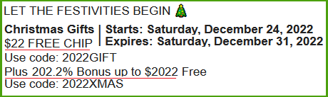 Free chip and $2022 bonus Christmas gifts