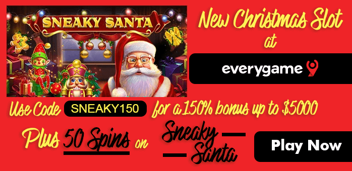 New Christmas slot Sneaky Santa - play with 150% bonus plus 50 spins