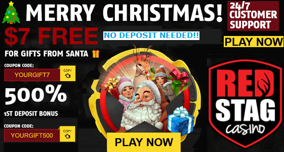 No Deposit Required + 500% First-Deposit Christmas Bonus at Red Stag